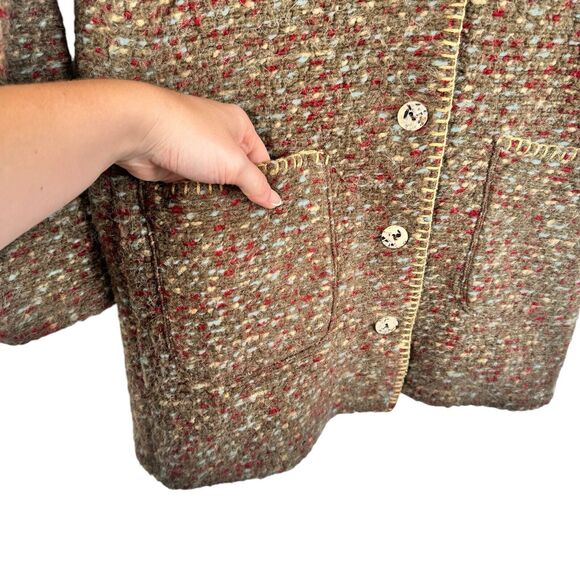 The Territory Ahead Brown Alpaca Blend Button Front Cardigan Sweater Womens Med - Picture 2 of 4